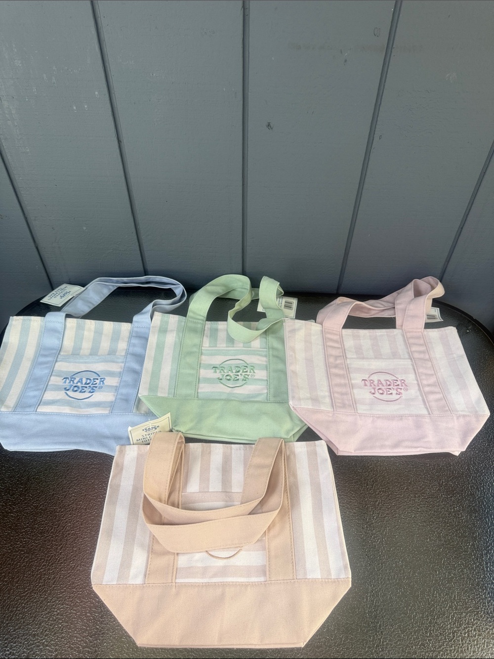 Trader’s Joe stripe mini canvas tote bags set of 4